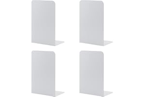 2 Pairs Book Ends for Shelves, MSDADA Heavy Duty Bookends for Office, School&Home, Metal Bookends for Heavy Books, Anti Slip Book Shelf Holder Bookend Supports Book Stoppers for Bookworms Gift(White)