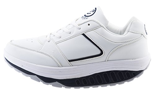 EGLEMTEK Scarpe RASSODA Glutei TM Benessere Dimagranti Sportive Fitness BASCULANTI (40, Bianco Navy New)