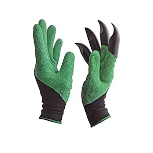 RIANZ Gardening Gloves, Garden Gloves with Right Hand Fingertips ABS Claws for Pruning, Digging & Planting, One Pair