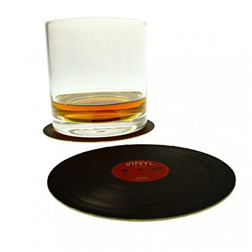 12 x Untersetzer Schallplatte – Glasuntersetzer im Retro Vinyl Schallplatten Design aus Pappe - 5