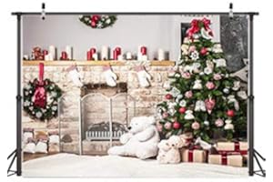 AIIKES 8x6FT Weihnachtsfotografie Hintergrund Weihnachtsbaum Geschenk Kamin Hintergrund Baby Neugeborene Fotografie Hintergrund Fotografie Studio Hintergrund 10-302