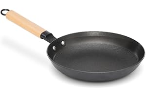 lätt Home Padelle in Ghisa Antiaderente Senza PFOA né PTFE. Padelle per Piano Induzione, Elettrico, Gas e Forno. Manico in legno estraibile (Manico Legno, 24 cm)