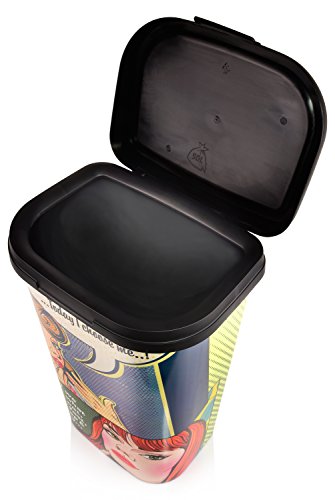 Curver Mülleimer 50L aus Kunststoff mit Pop Art Motiv | Abfallkorb mit Müllbeutel Clip an der Rückseite | Gesamthöhe 63 cm | Stylisches Pop Art Motiv für das gewisse etwas in Ihrer Küche - 3