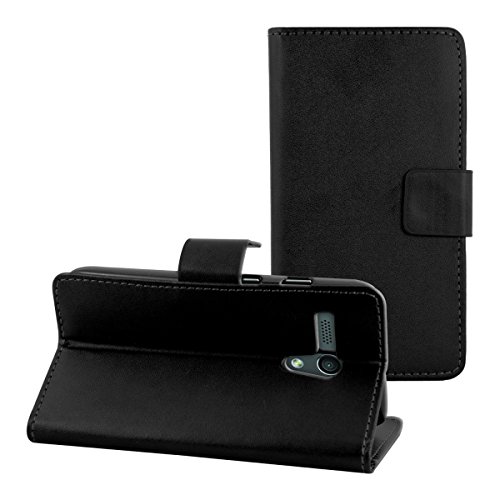kwmobile Funda para Motorola Moto G  2013  - Carcasa de  Cuero sint  tico  - Case con Tapa y  Tarjetero  en  Negro 