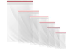 Auckpure 600 Stück Druckverschlussbeutel-Set – 80 µm Druckverschlussbeutel – 6 Größen – Polybeutel mit versiegeltem Reißverschluss – Wiederverwendbarer Druckverschlussbeutel