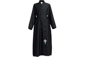 COSDREAMER Clergy Robe Preacher Cassock - Albornoz para hombre, Negro,