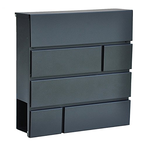 Preisvergleich Produktbild nanook Muro - Briefkasten Wandbriefkasten mit Zeitungsfach, wetterfest, Höhe 37 cm - pulverbeschichtet, schwarz