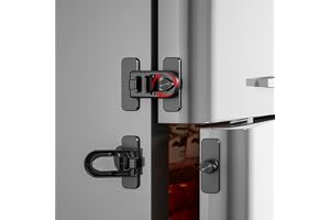 KASTWAVE Child Proof Fridge Lock, 2 Pcs Multipurpose Child Safety Baby Cabinet Locks, No Drill Child proof Door Latch, Cabinet Locks with Adhesive for Refrigerator, Oven, Closet, Drawer, Black
