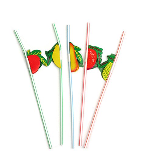OULII 50 Stück Obst Einweg Trinkhalme Strohhalme für Bar Club Party Favors Dekoration (gemischte Farben) - 3