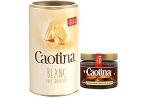 Chocolate en polvo blanco para beber Caotina Blanc Pure Sensation (1x 500g) y Crema de chocolate para untar Caotina Original (1x300g), calidad suiza, sostenible y certificada