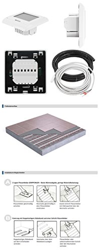 VILSTEIN© Elektrische Fußbodenheizung (1,5m² – 3m lang / 0,5m breit) Elektro Fußboden-Heizmatte 150W/m² für Fliesen-boden Fußboden-Heizsystem Elektrisch inkl. Thermostat TWIN Technologie Komplett-Set - 3