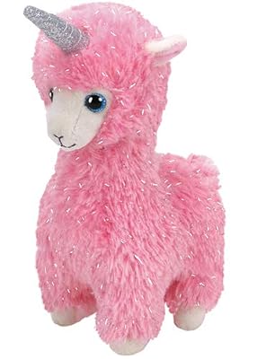 Ty Beanie Babies-Peluche Lana Le Lama 15 cm, TY36282, Rose