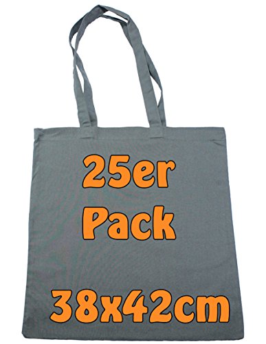 Baumwolltasche Jutebeutel unbedruckt mit zwei langen Henkeln grau 38x42cm 25 Stück