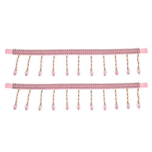 2x Vorhang Raffhalter Kristall Perlenkette Set für Raum Fenster Deko - one size, Rosa