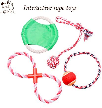 LEPPI Dog Boredom Toys with Rope Dental Chew Dog Toy Set 10 Pack - Colors Vary