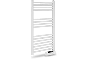 TROTEC Scaldasalviette elettrico TWH 500 S - 500 W, montaggio a parete, design a tubo piatto bianco, funzionamento silenzioso, IPX4, ideale per bagno e WC per ospiti