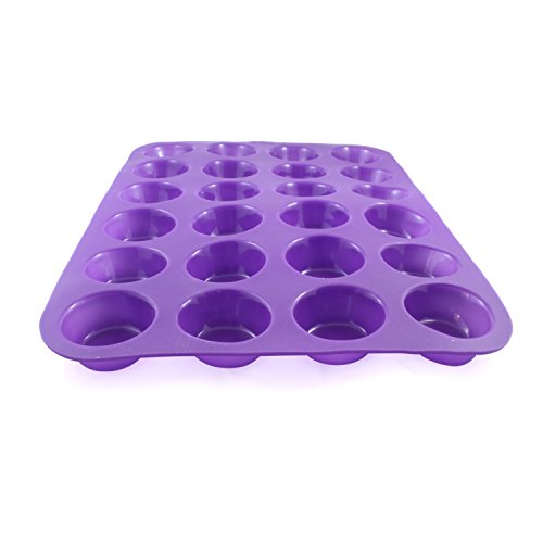 Belmalia Muffinblech aus Silikon für 24 Mini Muffins, antihaftbeschichtet, Cupcakes, Brownies, Kuchen, Pudding, Muffinform Lila Violett - 3