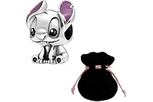 JABEDE Charm Stitch in Argento 925 (S925) – Ciondolo compatibile con bracciali europei e principali marche – Per bracciale donna/bambina – Regalo per fan di Lilo e Stitch + sacchettino