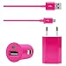 Produktbild Original Lanboo® 3in1 KFZ Auto Lade Set - Pink - mit microUSB Ladekabel Datenkabel + 220V Netzteil + KFZ Adapter Ladegerät für Alcatel OT-997D