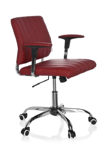 hjh OFFICE, 719060, Professional office chair, swivel, executive chair, computer chair for home and office, FERNANDO, Bordeaux, faux leather, ergonomic and stylish back and seat, thick padded, knee tilt mechanism, elegant swivel computer desk chair with armrests, multicolor