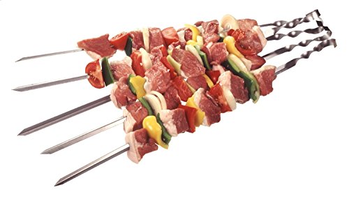 10 ECKIGE Schaschlikspiesse Edelstahl 40cm länge / 1,5 mm Stark / Schampura Grillspiesse Fleischspiesse - 2