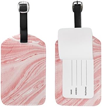 Jeansame Luggage Tags Suitcase Labels Travel Baggage Tag Abstract Marble Striped Pink Wave Ocean Sea