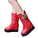 Produktbild Geili Damen Thermoreitstiefel Winterstiefel Schneestiefel Snow Schuhe Winterboots Frauen Warm Fell Plüsch Gefüttert Wasserdicht Wasserabweisend Halbschaft PU Leder Stiefel Schlüpfen Boots