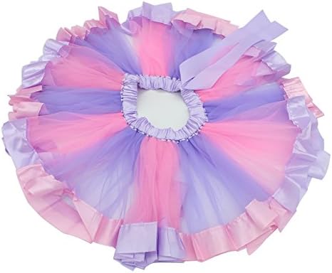 SHABEI Girls Layered Rainbow Tutu Skirt Tulle Ballet Dance Party Skirt Dress Ruffle Tiered Clubwear (Light Purple, L)