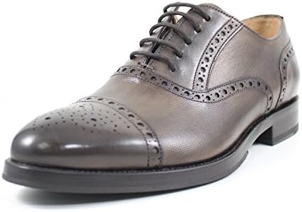 GIORGIO REA MEN'S ELEGANT LACE UPS HANDMADE SHOES MADE IN ITALY GENUINE CALFSKIN REAL LEATHER OXFORDS RICHELIEU BROGUE GENTLEMEN (41, Taupe)