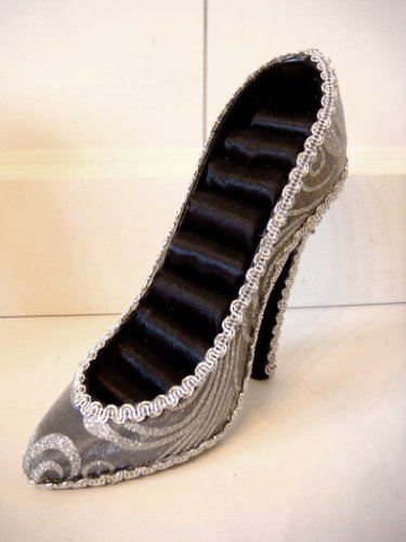 Schmuckhalter Schmuckständer Schmuckhalter Ringhalter Schuh Pumps Schmuckschuh Schmuckständer edel grau silber 12cm - 2