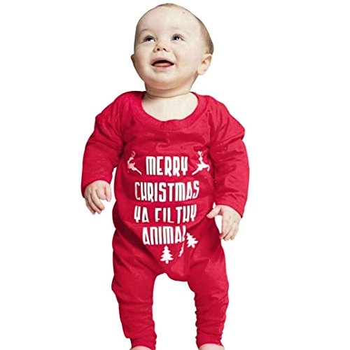 Internet Bébé Garçon Filles Merry Christmas Grenouillère Barboteuse Enfant Bébé Cosplay Combinaison Pyjama Noël Ensemble (A, 12 Mois)