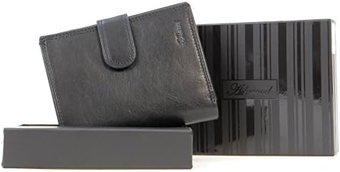 Tri Fold Coin Wallet & Gift Box - Genuine Leather - 6 Credit Card Section, Coin Pouch and ID Holder - 1246 - VT Black