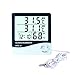 Produktbild L&Z LCD Thermometer Innenthermometer Digitalthermometer innen & außen mit Kabelsensor Luftfeuchtigkeit Uhr Wecker mit Außensensor Praktisches Außenthermometer