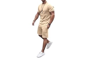 Osheoiso Trainingsanzug für Herren Sommer Sportanzug 2 Teiliges Outfit Sport Set Kurzarm Sportanzug T-Shirts + Kurze Hose Sets Freizeitanzug Männer Trainingsanzug Sporthose