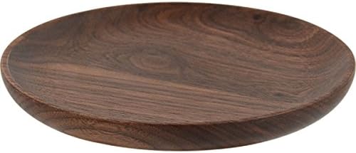 BaoguDark brown Natural Wood Serving Tray Kinds Wooden Plate Dishes Platter made of Wood 12CM