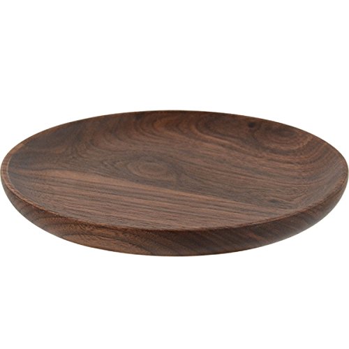 BaoguDark brown Natural Wood Serving Tray Kinds Wooden Plate Dishes Platter made of Wood 12CM