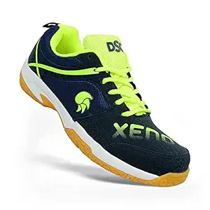 DSC Xeno Badminton Shoes UK-4, Navy-Fluro Yellow, 4 UK