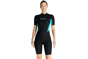 X-MANTA Combinaison courte en néoprène pour homme et femme - 3 mm - Fermeture dorsale - Manches courtes - Pour la plongée, le surf et la natation