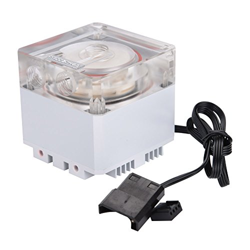 Aramox Pompe de Refroidissement à Eau à Faible Bruit CPU Réservoir de Pompe Rapide d'Ordinateur de Dissipation Thermique de 3000RPM pour Le Système Frais d'Ordinateur de Bureau(White)