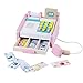 Price comparison product image Nuheby Cash Register Toy Till Kids Wooden Toys Money Play Till Calculator Gift for 3 4 5 Years Old Boys Girls Children, Scanner Toy Cash Box and Kids VIP Cards