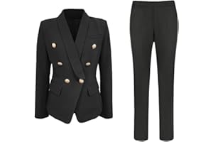 ORANDESIGNE 2 Pezzi da Tuta da Donna Casual Elegante Tinta Unita Business Suit Set Maniche Lunghe Ufficio e Tailleur con Pantaloni Moda Abiti Set per Ufficio