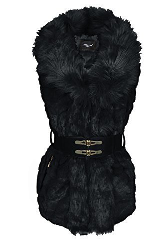 Catch One Ladies Faux Fur Velvet Touch Gilet Womens Warm Waistcoat Belted Coat