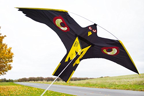 Vogelscheuche Vogelschreck Raubvogel-Drache Habicht mit hochwertigem 4 Meter Glasfaser-Teleskopstab, Spannweite 1,40 m - 4