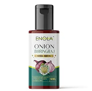 Enola Onion Bhringraj Hair Oil wih Amla, Rosemary, Lavender, Help For Shiny ,Smooth And Classy Hair For Men And Women 50 ml