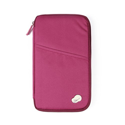 Preisvergleich Produktbild SAVFY® Reiseorganizer Reisedokumententasche Reisebrieftasche mit Reißverschluss, für Münzen, Stift, Kreditkarten, Flugkarten, Passport (rot)