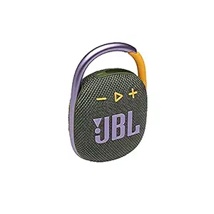 JBL Clip 4, Wireless Ultra Portable Bluetooth Speaker, JBL Pro Sound, Integrated Carabiner, Vibrant Colors with Rugged Fabric Design, Dust & Waterproof, Type C (Without Mic, Green)