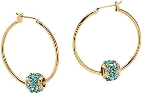Birthstone Bead Hoop Earrings in Yellow Gold Tone- June- Simulated Alexandrite