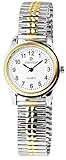 Damenuhr Weiß Silber Gold Analog Quarz Metall Modisch Zugband Arabische Ziffern Armbanduhr