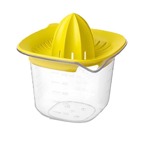 Brabantia 110085 Saftpresse mit Messbecher 500 ml, Plastik, gelb, 28.5 x 28.5 x 15 cm
