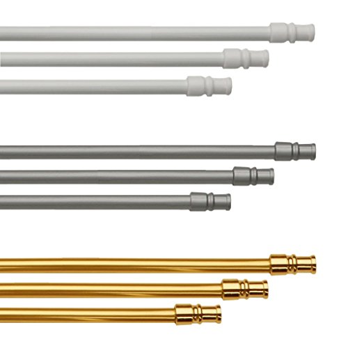 Cafehausstangen Gardinenstange von 50 bis 225cm Breite, ausziehbar, für zb. Bistrogardinen, Auswahl: weiß – perlweiß, 50 – 75 cm - 4